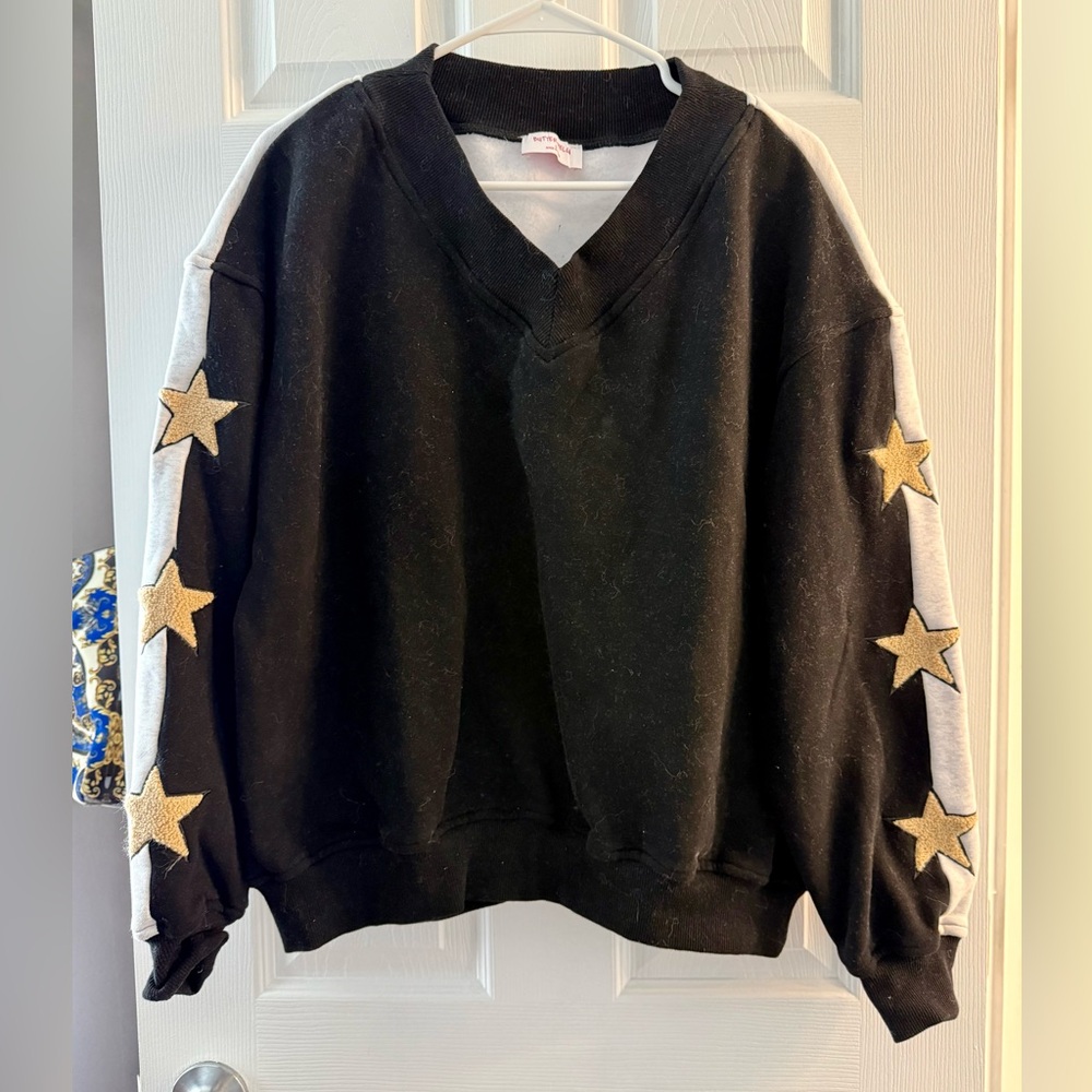 BUTTERMELON Black and Gold Star Women's Sweatshirt Size Small